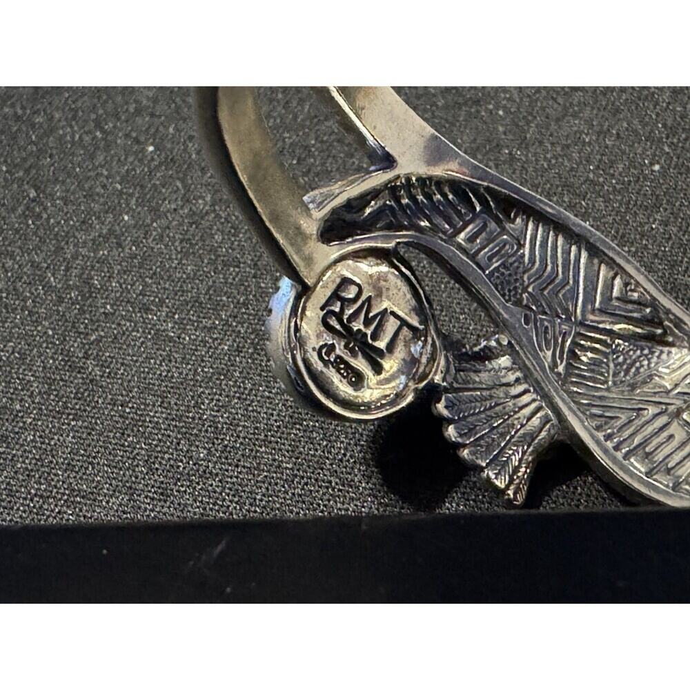 Roderick Tenorio Carolyn Pollack Sterling Silver Cuff Bracelet Eagle Turquoise - Picture 6 of 7
